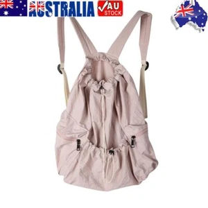 Women Backpack Drawstring Fashion Travel Nylon Backpack Outdoor Sports (Pink) - Picture 1 of 7