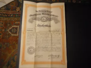 1907 Massonico REGOLAMENTO SUPREMO del Circolo FRATERNO MISTICO Certificato Phila Pa - Foto 1 di 4