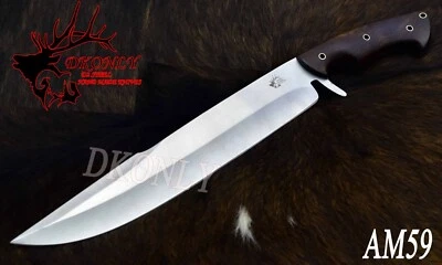 17"Custom Handmade D2 Steel Hunting Full Tang Bowie Knife Rosewood Handle DKONLY - Image 1 of 4