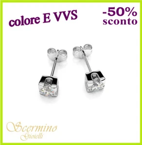 ORECCHINI IN ORO BIANCO DIAMANTI NATURALI E VVS 0.60 CARATI CERTIFICATI - Picture 1 of 4