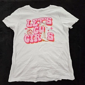 Let's Go Girls Country Music White Short Sleeve Cotton T-Shirt Women's M - Picture 1 of 7