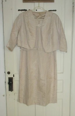 Vintage 60's Sears Kerrybrooke Nude Lace over Taffeta Dress Jacket sz22 - Image 1 of 4
