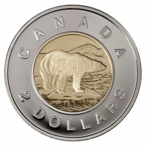 🇨🇦 Canada 2 (Two) Dollars $2 Coin, Toonie, 🐻 Polar Bear, 2007 - Picture 1 of 2