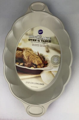 Wilton länglich antihaftbeschichtet Metall Servierware Pfanne Griffe Ofen zu Tisch 3,5 Quart - Bild 1 von 4