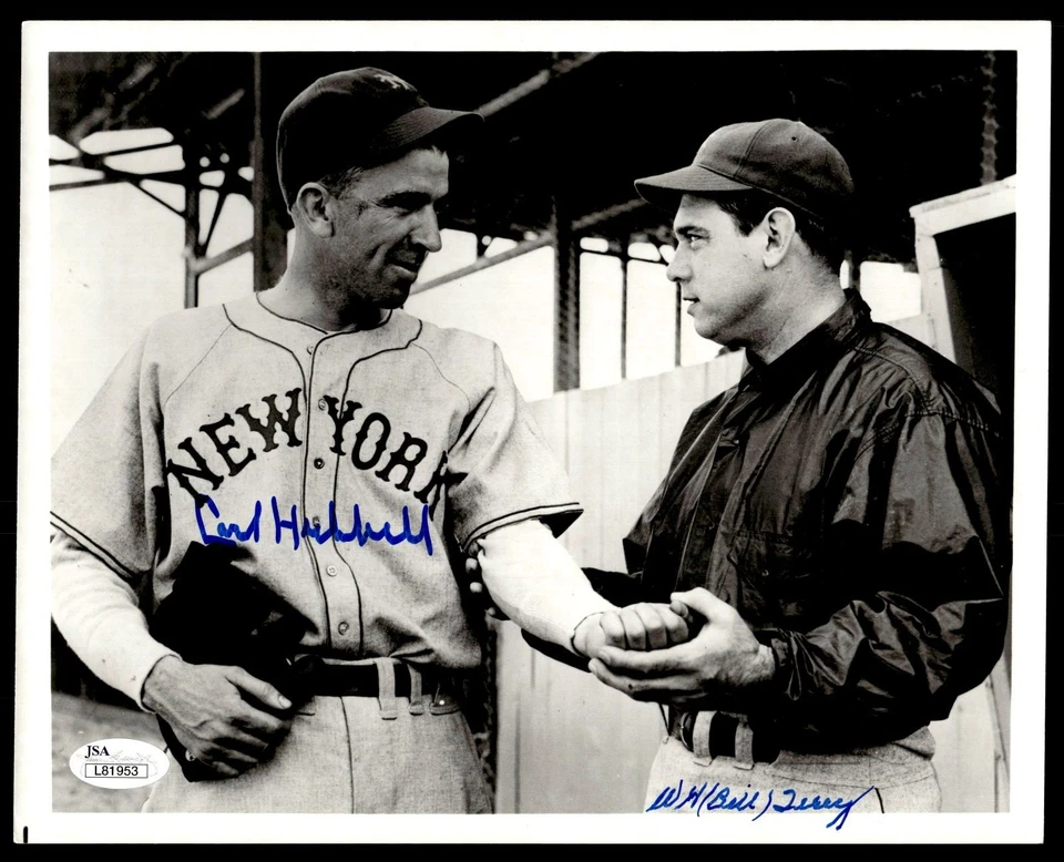 CARL HUBBELL WH (BILL) DICKEY DUAL SIGNED 8X10 PHOTO - JSA COA - NEW YORK GIANTS - Image 1 of 1