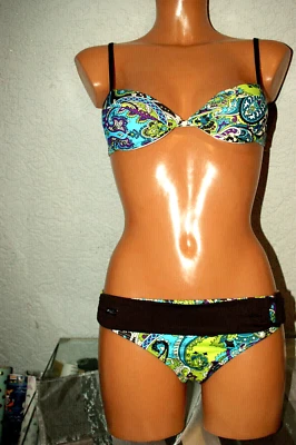 ¡NUEVO! BIKINI BUFFALO *Sujetador push up verde turquesa estampado vacaciones #verano #playa # 34 A - Imagen 1 de 4