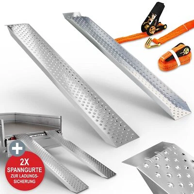 Auffahrrampe 400 kg mit 12 Spanngummis 2er Set 1,5 mm dicker Stahl Rutschfest - Bild 1 von 4