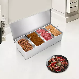 Soporte de encimera portador de condimentos 4 ranuras para ingredientes de salsa con 4* cucharas - Imagen 1 de 15