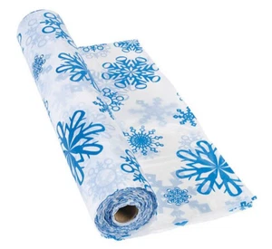 Snowflake Plastic Tablecloth Roll, Party Supplies, 1 Piece 40" x 100 Ft - Picture 1 of 1