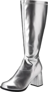 Ellie Sexy Nachtclub Tänzerin seitlicher Reißverschluss hoher Absatz Stiefel Erwachsene Frauen silber Gr. 7 - Bild 1 von 4