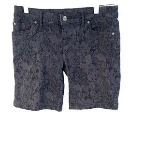 Simply Vera Wang Blue Floral Jean Shorts Size 0 Women's Bermuda Cotton Stretch - Picture 1 of 5