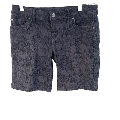 Simply Vera Wang Blue Floral  Jean Shorts Size 0 Women's Bermuda Cotton Stretch - Image 1 of 4