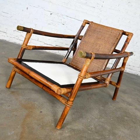 Ficks Reed Rattan Campaign Style Far Horizons Lounge Chair by John Wisner Cover