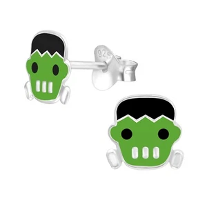 Frankenstein 925 Sterling Silver Ear Studs Pair of Earrings Halloween Jewellery - Picture 1 of 1