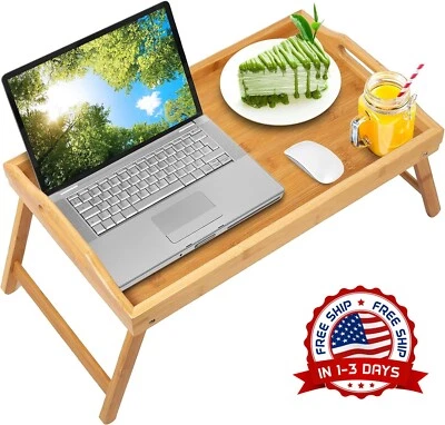 Mesa Tipo Bandeja De Bambú Con Patas Plegables Mesa De Desayuno En La Cama NUEVO. Foto 1 de 4