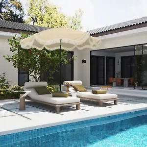 Mondawe 9FT Outdoor Umbrellas Beach Umbrella with Fringe & 28.7lb Round Base - Picture 1 of 25