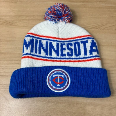 Minnesota Twins Hat Winter Cap Mens Blue Beanie Pom Pom MLB Baseball A6 - Image 1 of 4