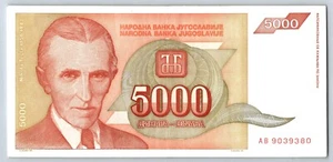 YUGOSLAVIA 5000 DINARA 1993 BANKNOTE P128 EXTREMELY FINE - Picture 1 of 2