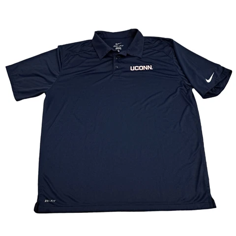 Nike UCONN Huskies Mens Size XL Blue Sideline Dri-Fit Polo Shirt Logo NCAA Cover