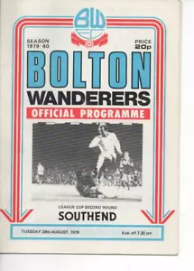 Bolton Wanderers v Southend United 1979/80 League Cup 2nd Round - Picture 1 of 1
