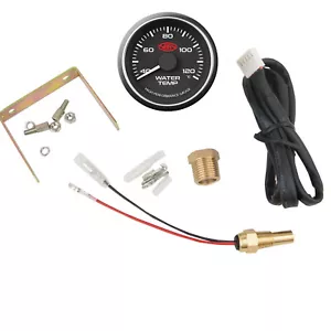 SAAS Water Temp Gauge Black Face Dial 52mm Multi Colour + Sender & Fitting Kit - Picture 1 of 8