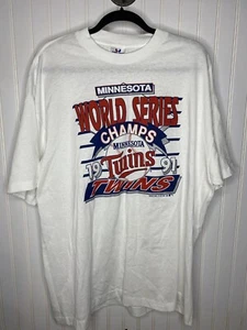 Vtg 1991 MLB World Series Champs Minnesota Twins White Shirt Size 3XL XXXL - Picture 1 of 5