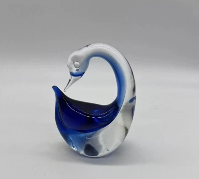 Estatueta de cisne azul vidro arte artesanato decoração para casa presente estilo Murano transparente - Imagem 1 de 4