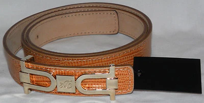 CINTURÓN DE CUERO EN RELIEVE COCODRILO LOGO DSQUARED2 NARANJA Talla M Foto 1 de 4