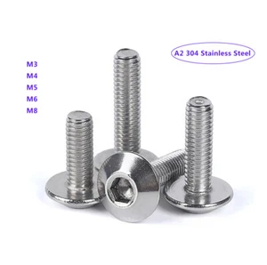 M3 M4 M5 M6 M8 Truss Head Hex Socket Cap Screw Allen Bolts, A2 304 Stainless - Picture 1 of 6