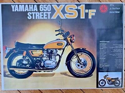 YAMAHA XS1B  XS1F SIZE A3 COLOUR poster 1971 version reprint A3 SIZE DOUBLE SIDE - Image 1 of 2