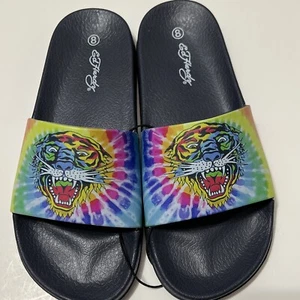 New ED HARDY Women's Size 8 Tiger ELECTRA-01L Slides HTF RARE! - Picture 1 of 4