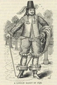 Stampa Antica 1880 LONDON DANDY DEL 1646 Londra Old Print Engraving - Picture 1 of 2