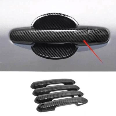 Cubierta de manija de puerta inteligente lateral con patrón de fibra de carbono para Toyota RAV4 2013-18 4 piezas Foto 1 de 4