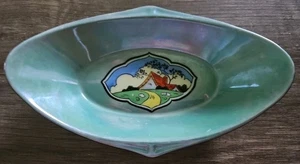 Vtg Art Deco Noritake Lusterware Dish,Blue, House, Hand-painted,sm. - Picture 1 of 8