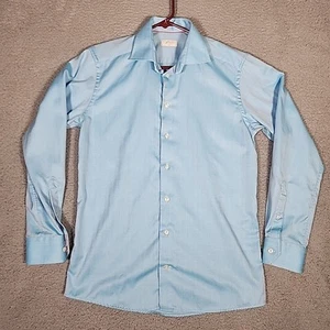 Eton Shirt Mens 41/16 Blue Slim Fit Button Up Vertical Striped Dress Single Cuff - Picture 1 of 9