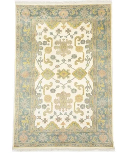 Handmade Green Oushak Chobi Oriental Rug Floral Carpet Bathroom Décor 4X6 ft - Picture 1 of 11
