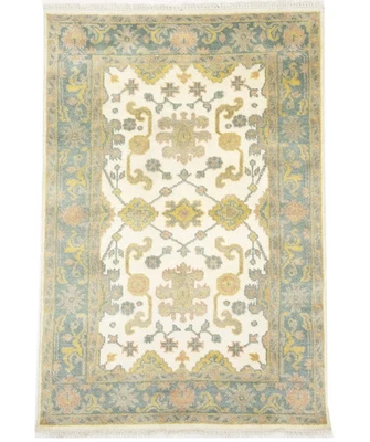 Handmade Green Oushak Chobi Oriental Rug Floral Carpet Bathroom Décor 4X6 ft - Image 1 of 4