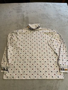 Vintage 90s Orvis Women Kitty Turtleneck Top Large Stretch Cats Yarn Cottagecore - Picture 1 of 7