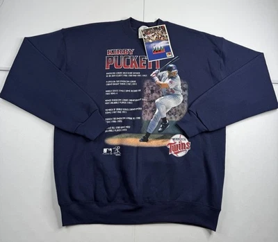 Vtg Kirby Puckett Minnesota Twins Crewneck Sweatshirt 90s 1996 MLB Mens L NWT! - Image 1 of 4