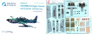Quinta Studios 1/48 EMB-314 SUPER TECANO DECAL COLORED INTERIOR SET Hobby Boss - Picture 1 of 8