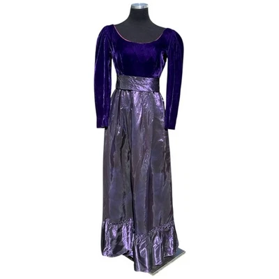 Vtg Dress Regency Renaissance Festival Victorian Velvet Taffeta Costume Purple - Image 1 of 4