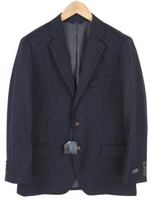 BROOKS BROTHERS 346 Regent Fit Men Blazer UK42 Blue Wool Pinstriped Notch Lapel - Image 1 of 4