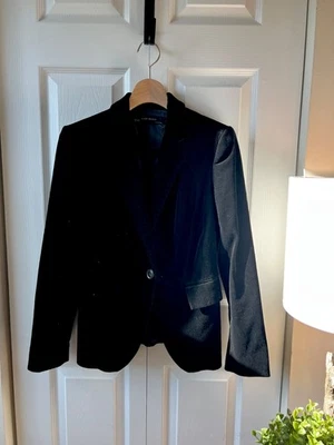 Zara Basic Festivo Negro Terciopelo Forrado Bolsillos Ajustados Botón M Foto 1 de 4