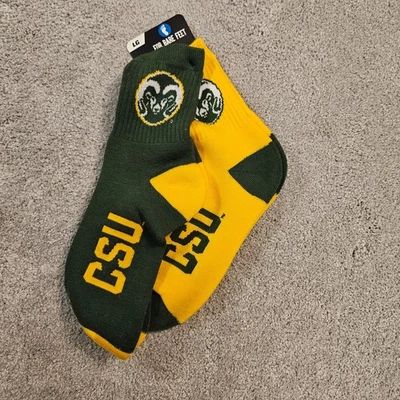 Paquete de 2 calcetines Colorado State Rams para pies desnudos NCAA verde dorado para hombre LG nuevos Foto 1 de 4