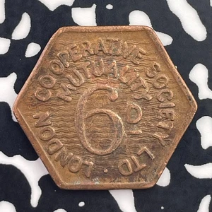 Lotto gettoni 6 pence Gran Bretagna Londra Co-op Society non datati #C4878 - Foto 1 di 2