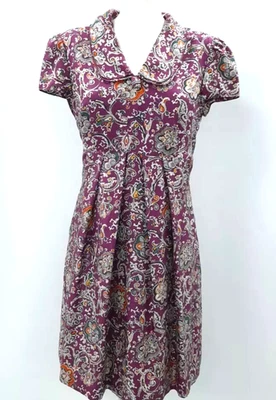 N.W.3 Hobbs Numbers Paisley Dress deep plum purple floral 100% Silk Size 14 vgc - Image 1 of 4