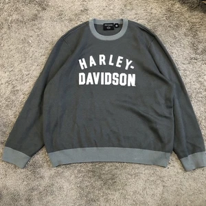 Harley Davidson Crewneck Sweater Men’s Size 2XL Grey Wool Blend Embroidered - Picture 1 of 9