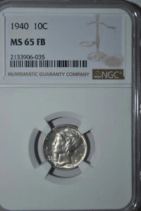 1940 Mercury Dime 10c - NGC MS65 FB - Picture 1 of 4