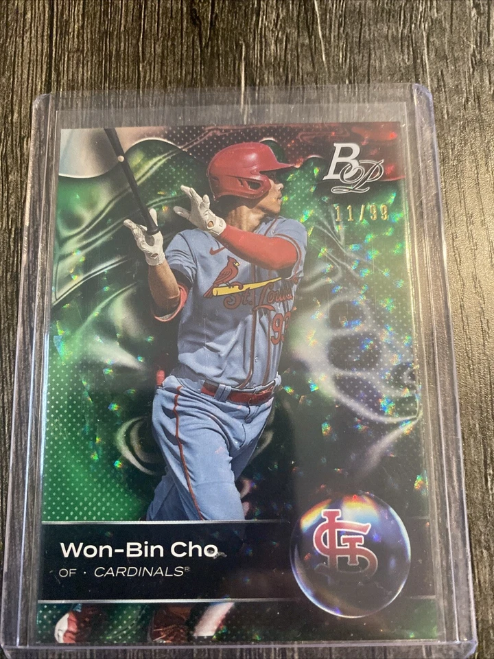 K150,136 - 2023 Bowman Platinum Top Prospects Green Ice #TOP92 Won-Bin Cho #/99 - Image 1 of 1
