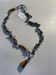 "COLLAR DE PIEDRA "OJO DE TIGRE"" CON COLGANTE (L)" - Imagen 1 de 3